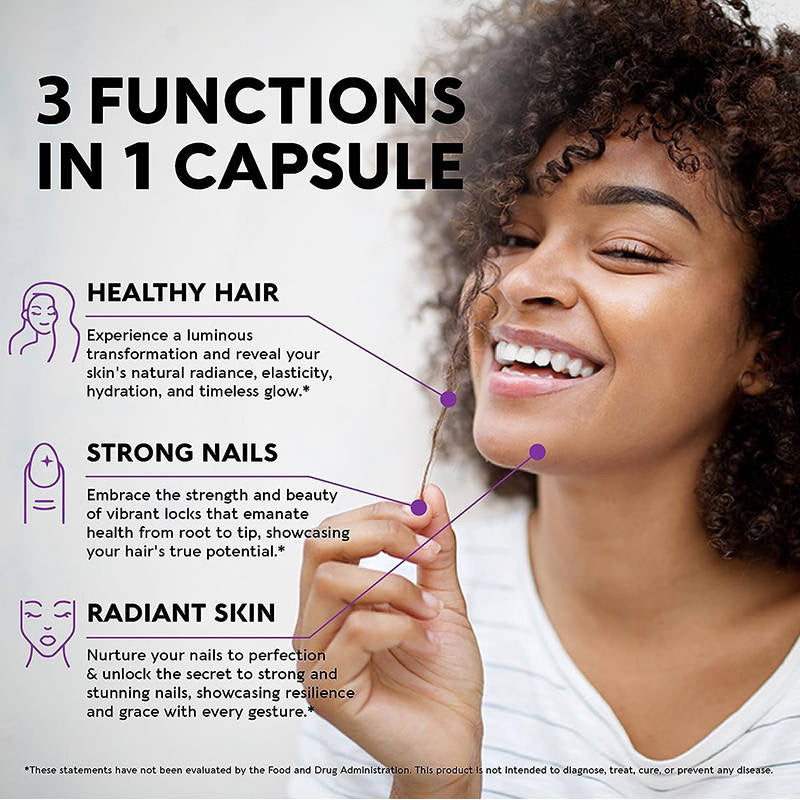 Biotin, Collagen, Keratin, and Hyaluronic Acid - Hair Growth Support Pills, 15000 mcg - Made in the USA.