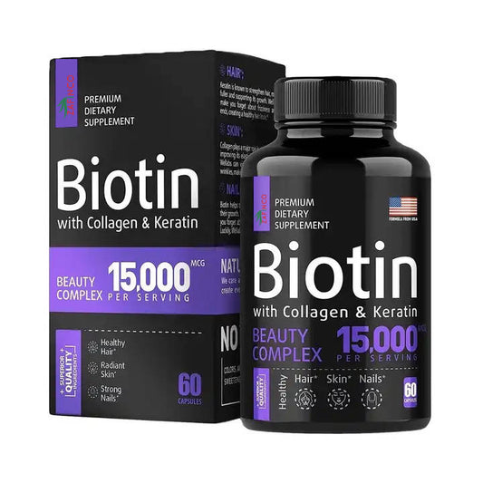 ZAFiNCO Biotin, Collagen, Keratin, and Hyaluronic Acid - Hair Growth Support Pills, 15000 mcg - Made in the USA.