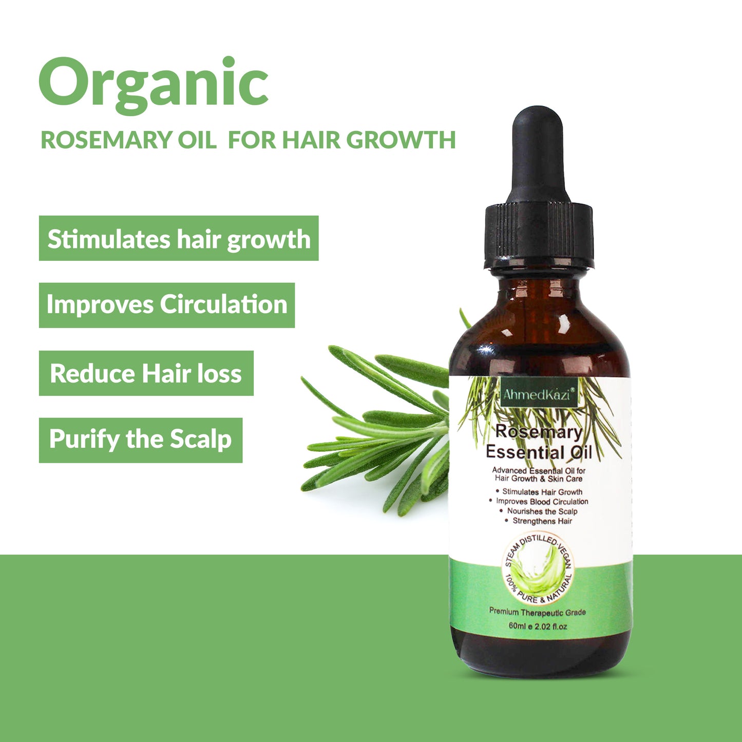 Rosemary Oil for Advanced Essential Oil for Hair Growth & Skin Care  (60ml 2.02  Fl Oz),